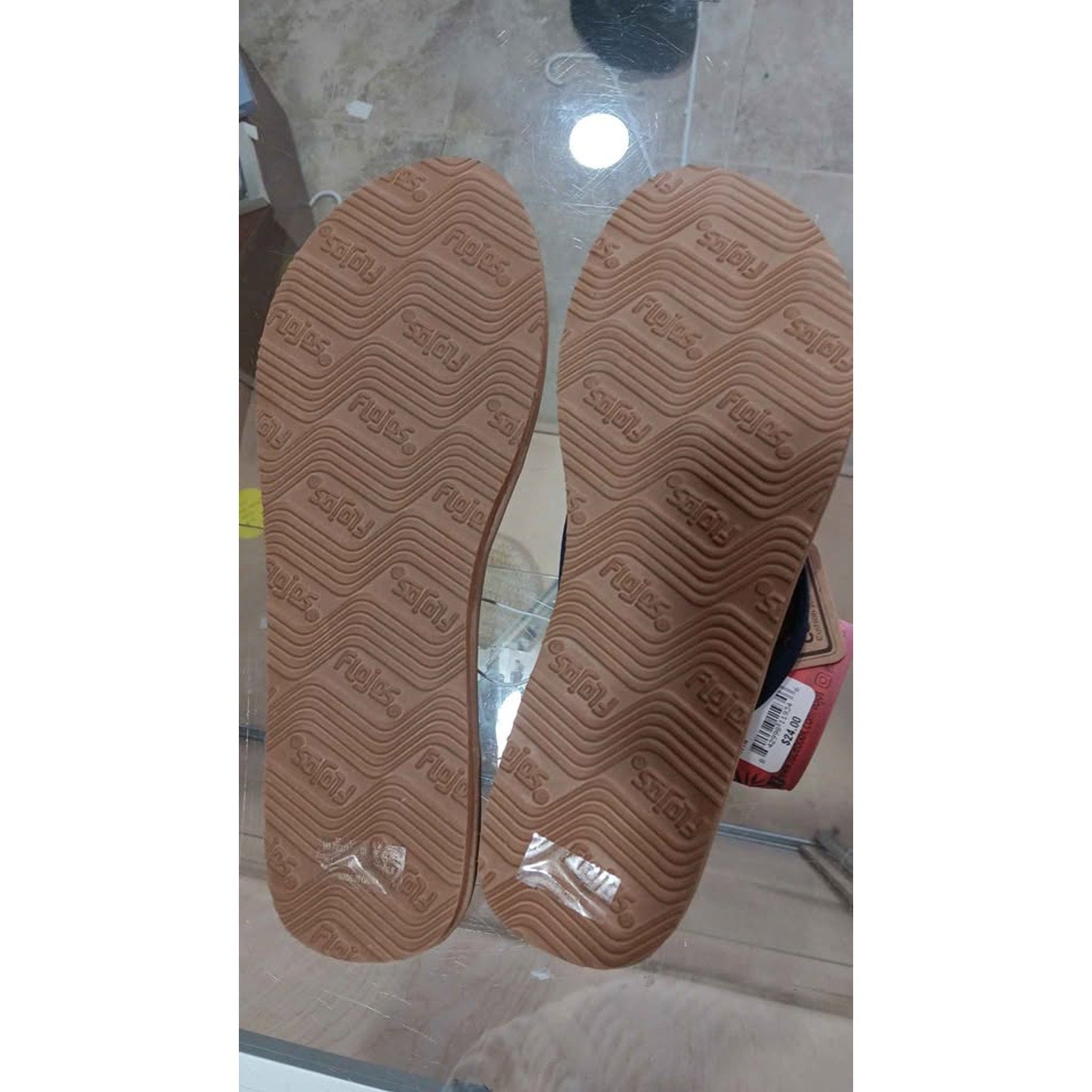 Flojos Navy Tan Sandals Flip Flops Size 9 Arch Support