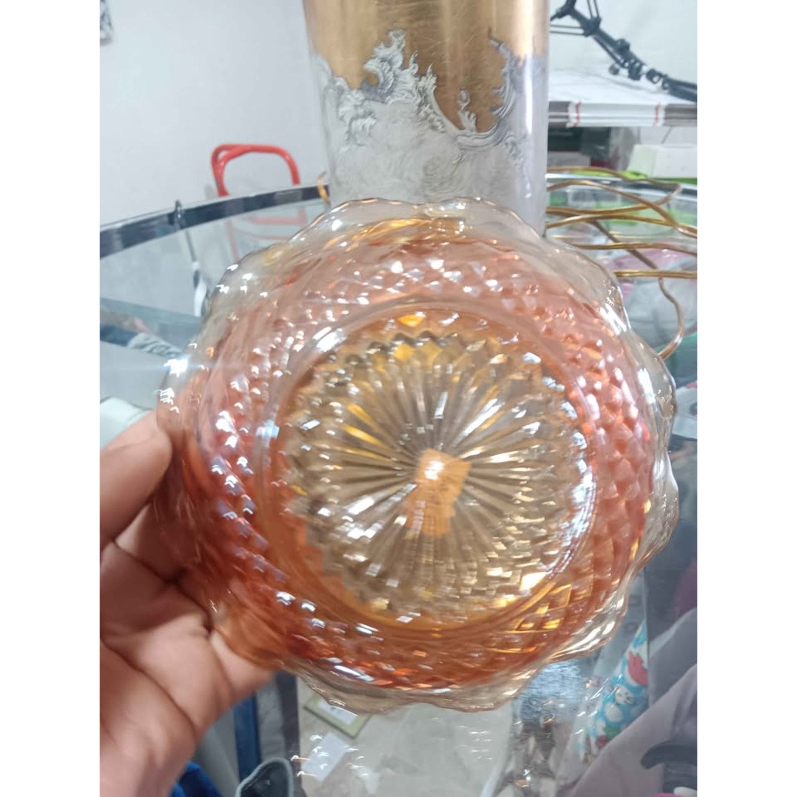 Vintage Brown Amber Carnival Glass Plate