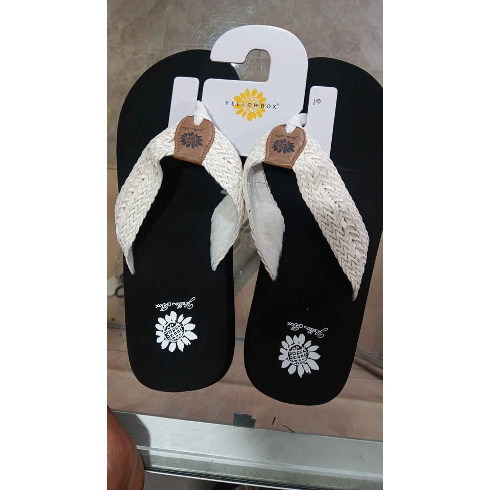 Yellow Box Falia White Sandals Size 10