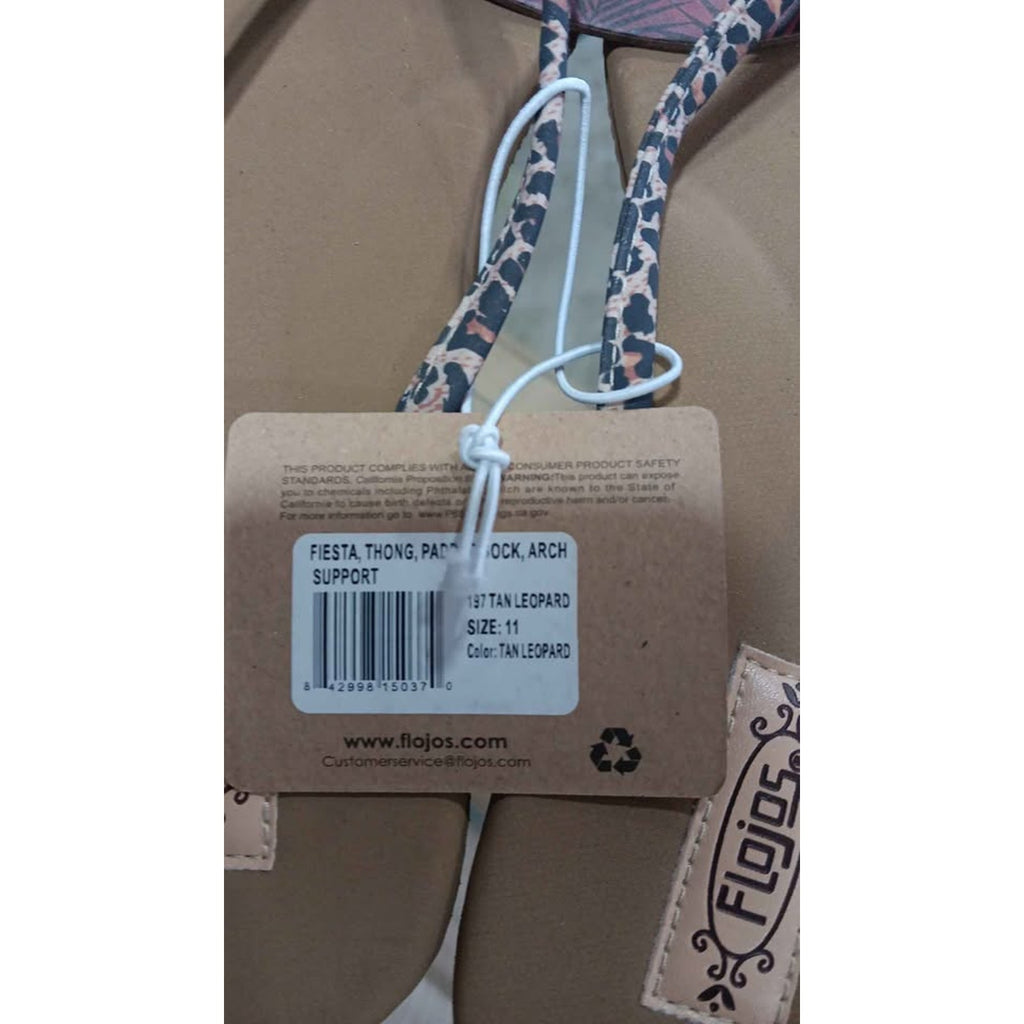 Brand New Flojos Tan Leopard Sandals Size 11