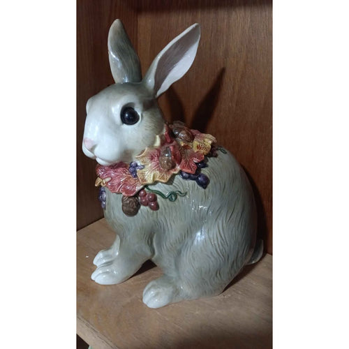 Fitz & Floyd Classics Rabbit Cookie Jar Autumn Woods Ceramic Bunny