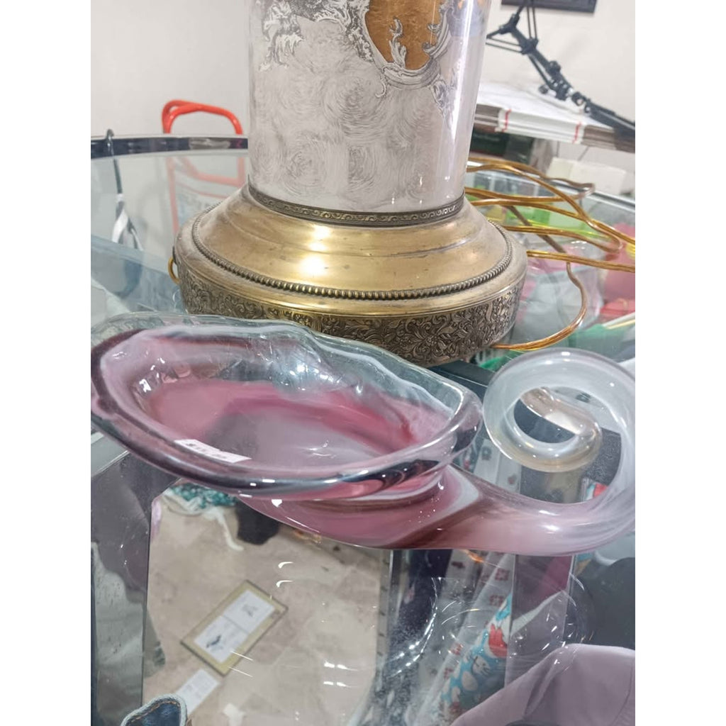 Vintage Hand Blowed Glass Art Pruple