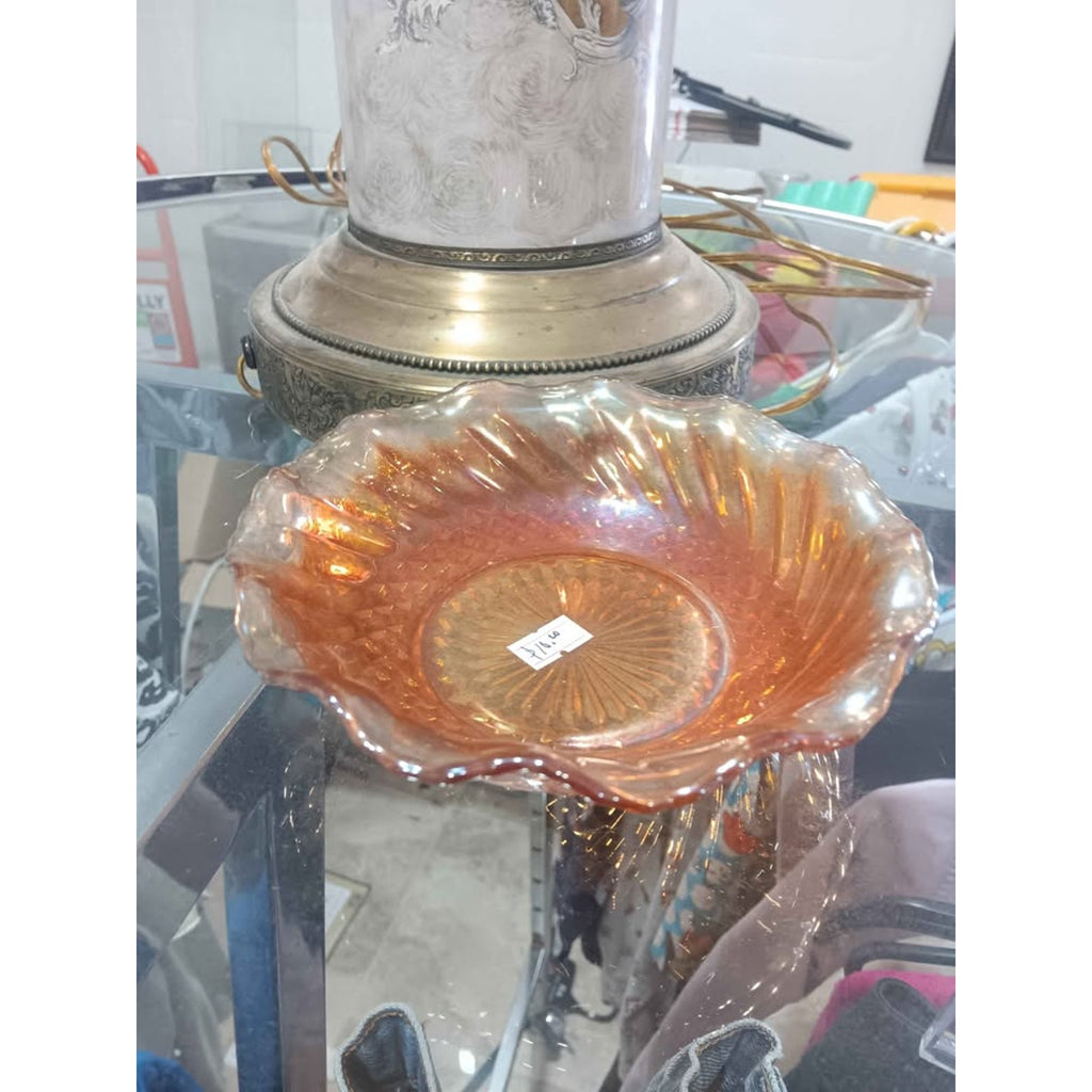 Vintage Brown Amber Carnival Glass Plate