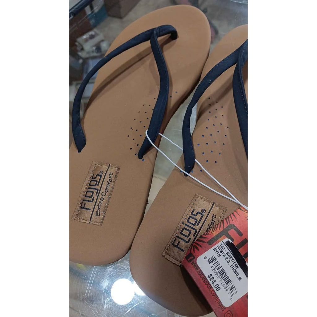 Flojos Navy Tan Sandals Flip Flops Size 9 Arch Support