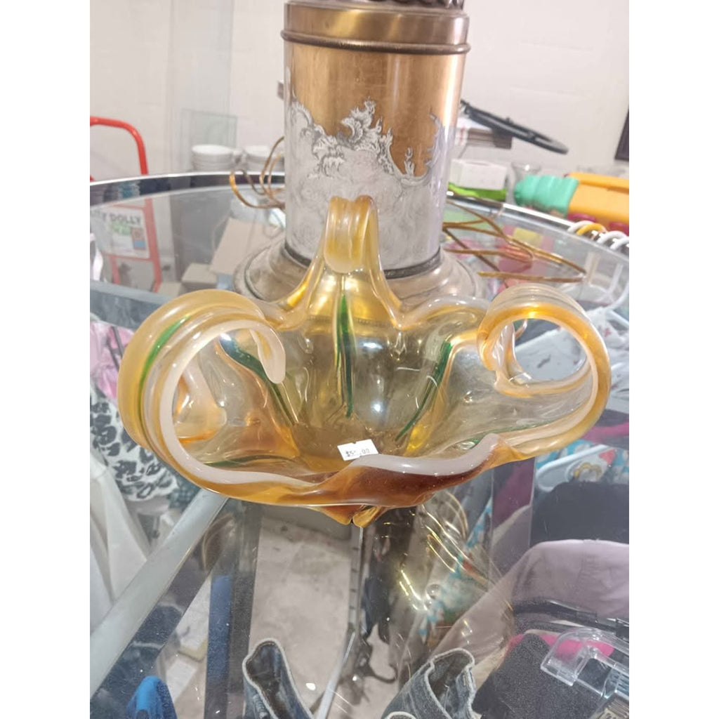 Yellow and Green Hand Blowed Glass