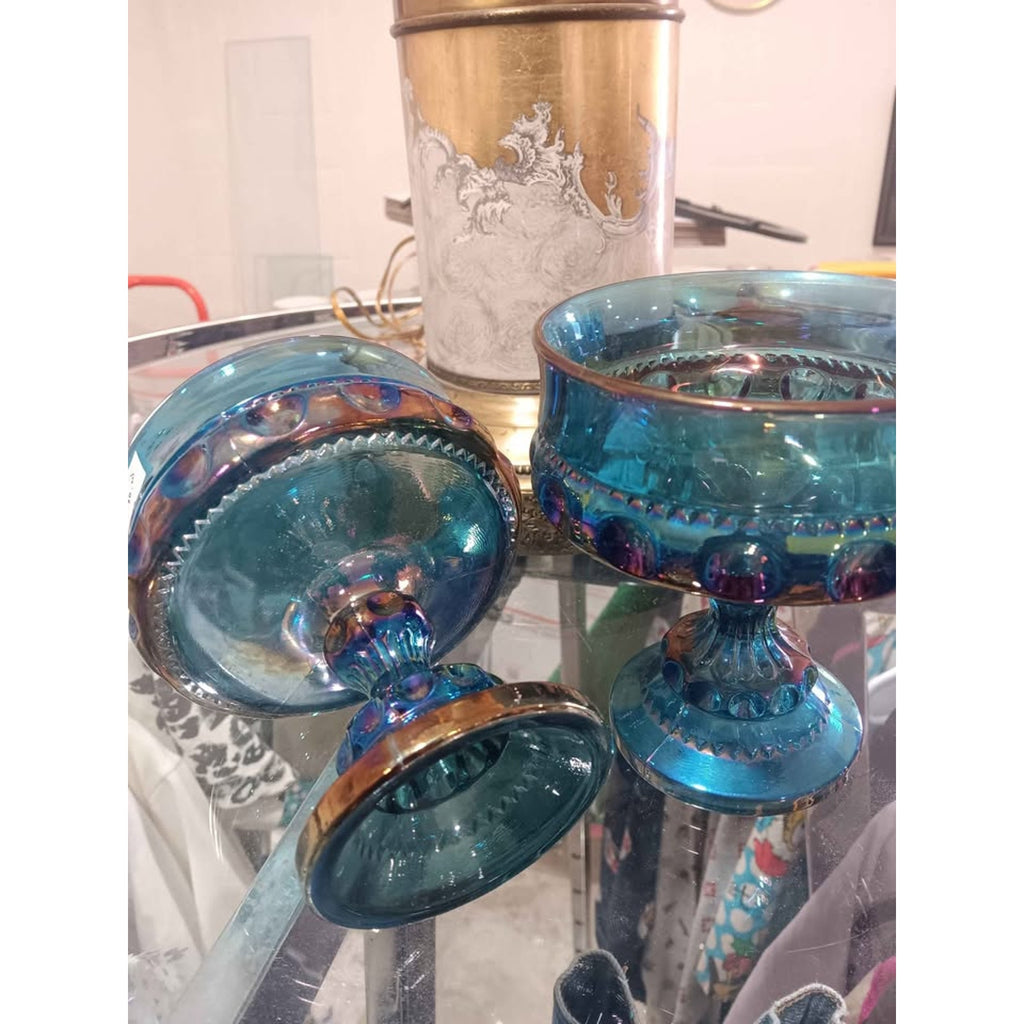 Vintage Carnival Glass Blue oil Glassware