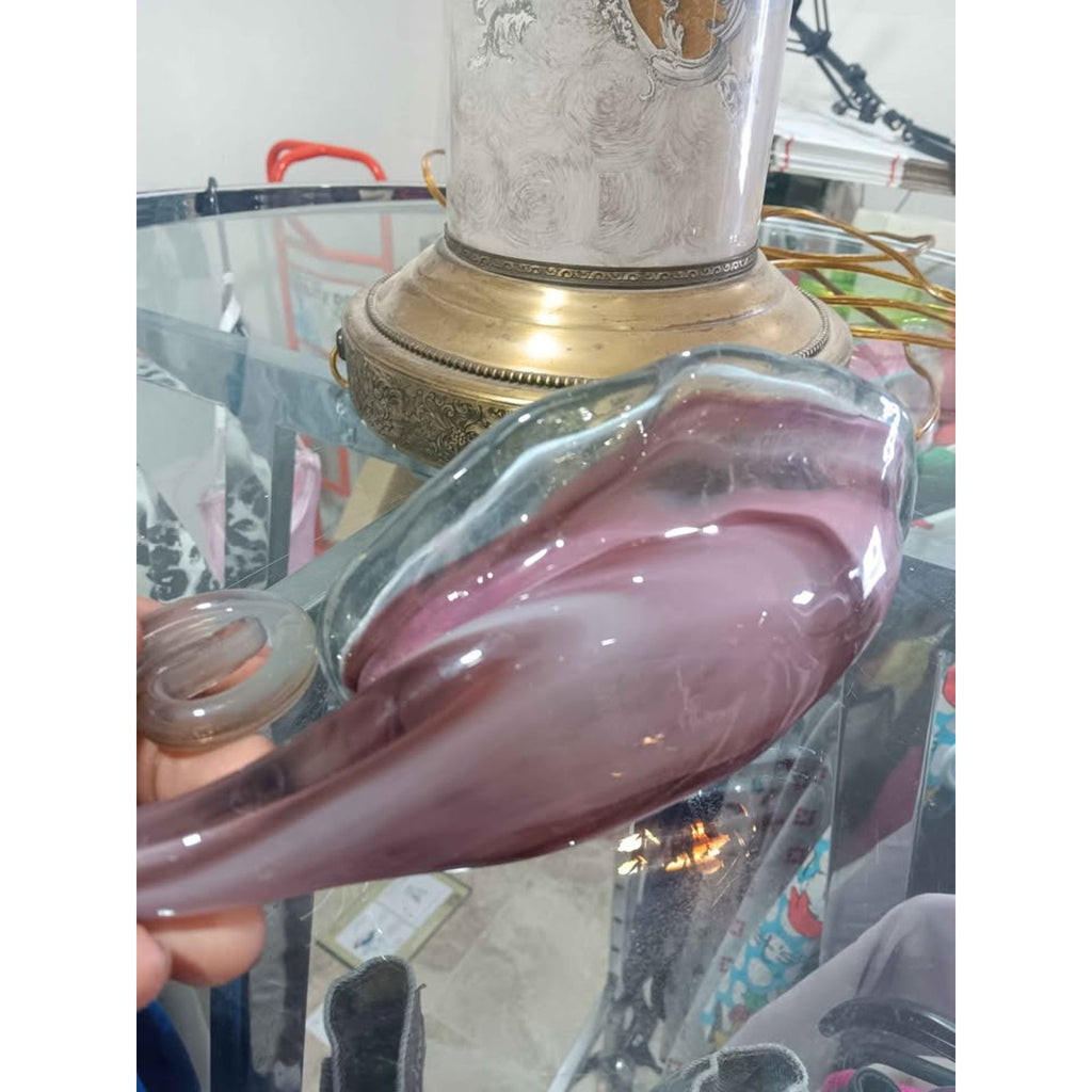Vintage Hand Blowed Glass Art Pruple