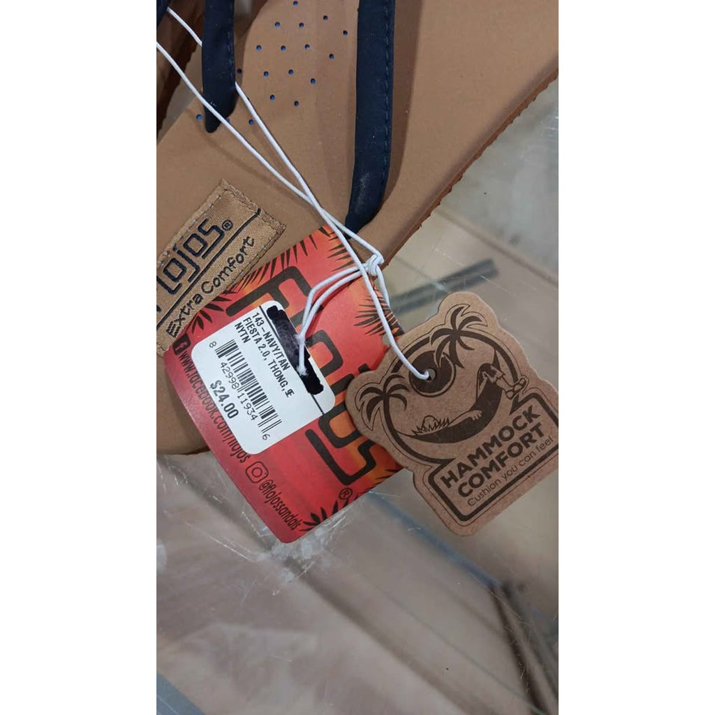 Flojos Navy Tan Sandals Flip Flops Size 9 Arch Support