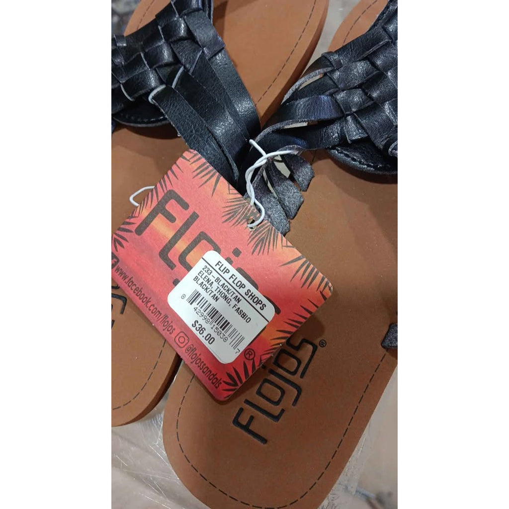 Flojos Womens Sandals Black and Tan Size 5