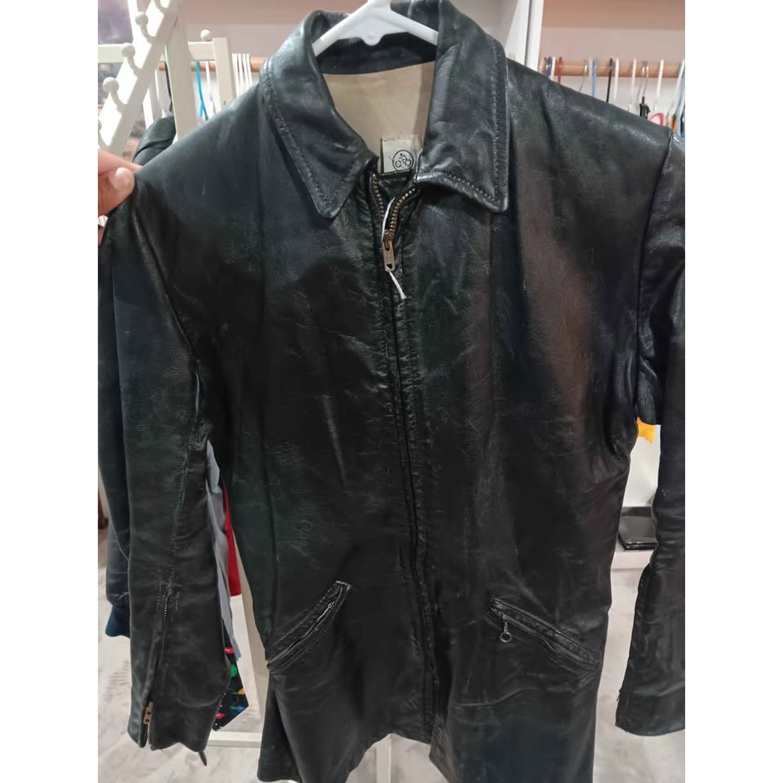 Vintage  Wheels of Man Leather Jacket Size Small