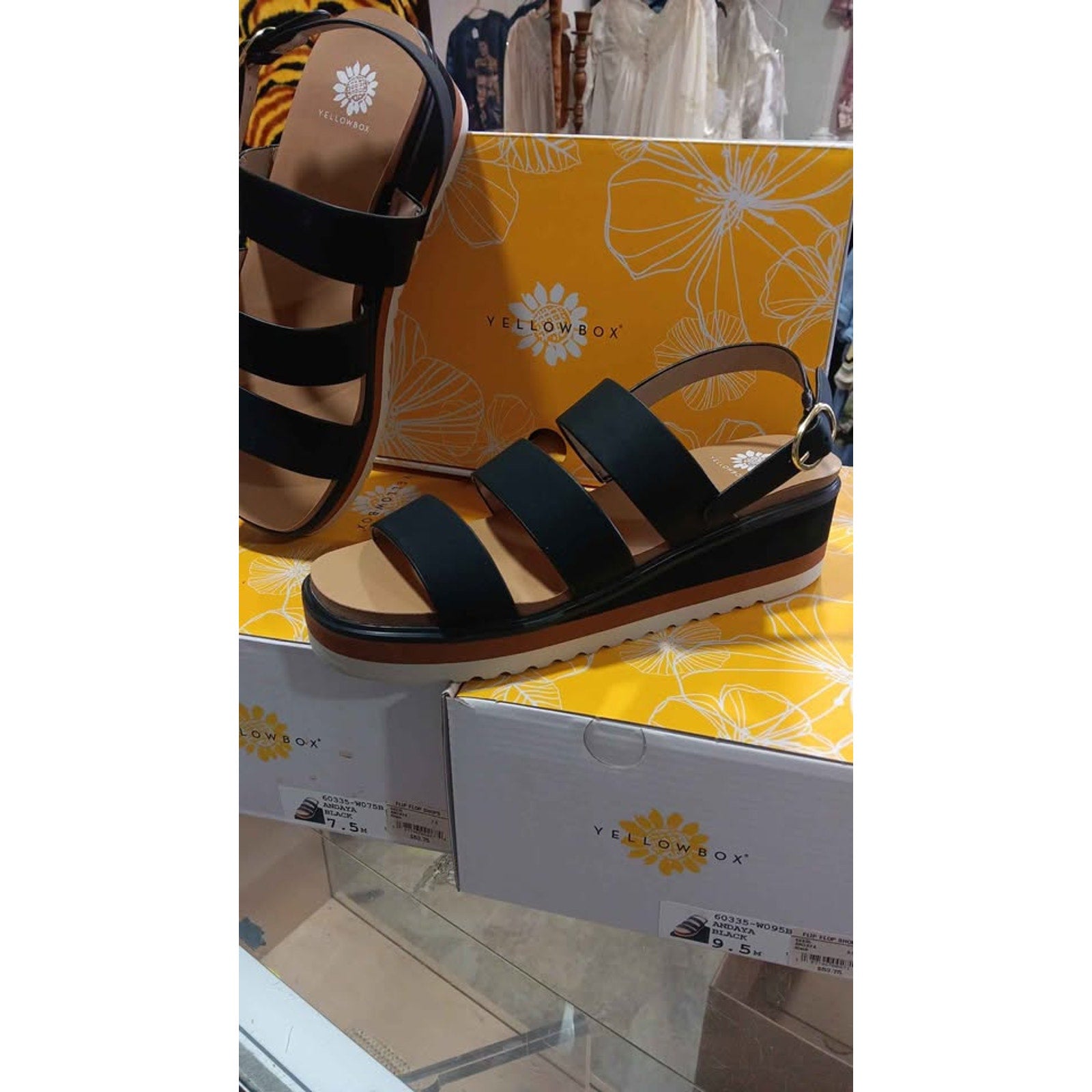 New Yellowbox Andaya Black Sandals Sizes 7.5
